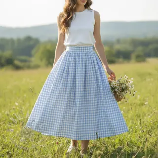 Bombažna tkanina Check light blue