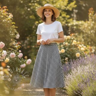 Bombažna tkanina Check black