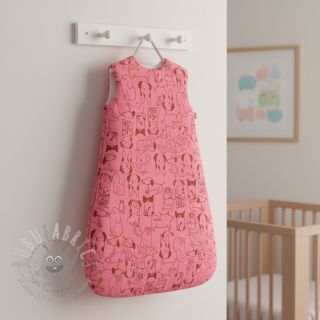 Bombažna tkanina FLANNEL Dogs pink