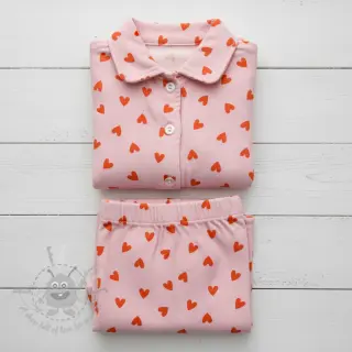 Bombažna tkanina FLANNEL Hearts pink