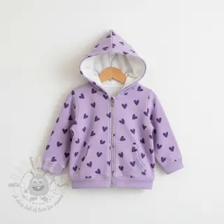 Bombažna tkanina FLANNEL Hearts lavender
