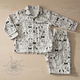 Bombažna tkanina FLANNEL Dogs off white