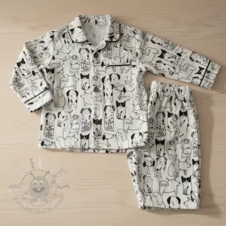 Bombažna tkanina FLANNEL Dogs off white