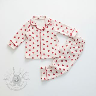 Bombažna tkanina FLANNEL Hearts off white