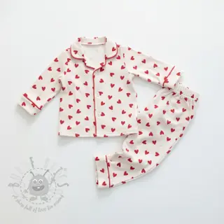 Bombažna tkanina FLANNEL Hearts off white