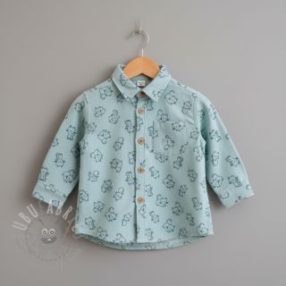 Bombažna tkanina FLANNEL Cats mint