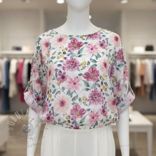 Bombažna tkanina Flower Sonja mauve digital print