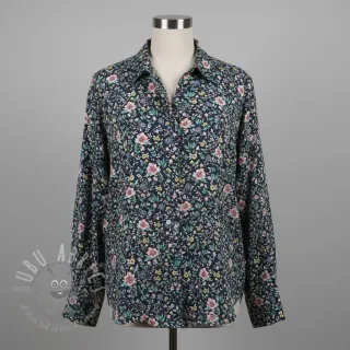 Bombažna tkanina Flowers Tara navy design B digital print