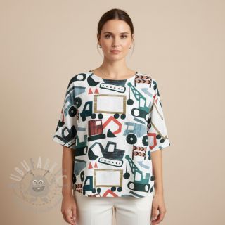 Bombažna tkanina Vehicles off white digital print