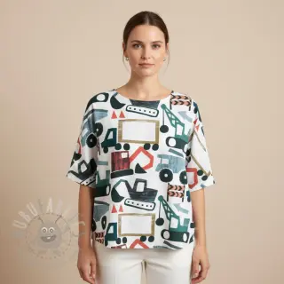 Bombažna tkanina Vehicles off white digital print