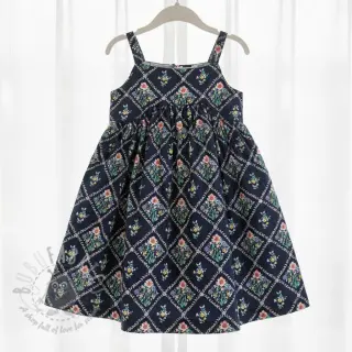 Bombažna tkanina Flowers Tara navy design A digital print