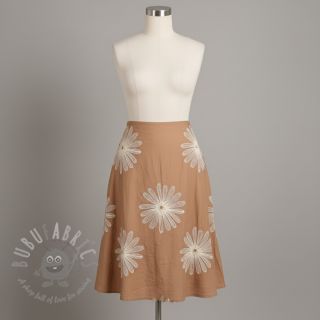 Bombažna tkanina EMBROIDERY Flowie cinnamon