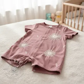 Bombažna tkanina EMBROIDERY Flowie mauve