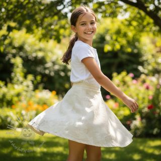 Bombažna tkanina z lanom JACQUARD Flowers natural