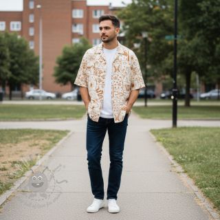 Bombažna tkanina Boho umazano bela