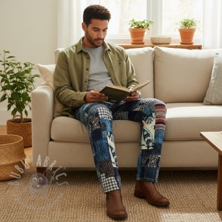 Bombažna tkanina TWILL DENIM Mix print design B