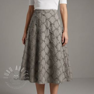 Bombažna tkanina z lanom Vintage Fringe Diamonds grey