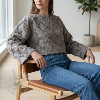 Bombažna tkanina z lanom Vintage Fringe Diamonds grey