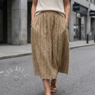 Bombažna tkanina z lanom Vintage Fringe Stripe naturals