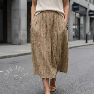 Bombažna tkanina z lanom Vintage Fringe Stripe naturals