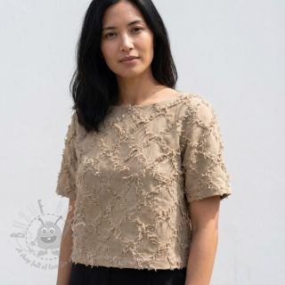 Bombažna tkanina z lanom Vintage Fringe Diamonds naturals