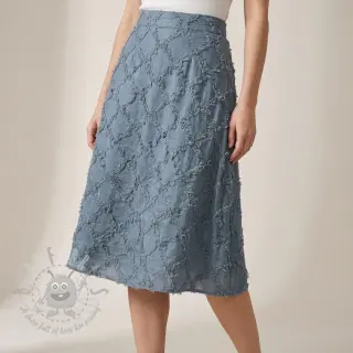 Bombažna tkanina z lanom Vintage Fringe Diamonds blue