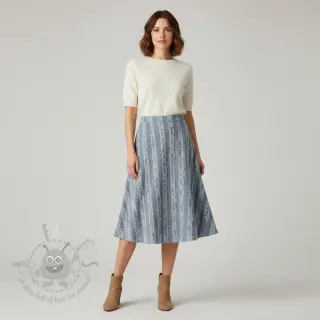 Bombažna tkanina z lanom Vintage Fringe Stripe blue