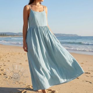 Bombažna tkanina z lanom PREMIUM ocean blue