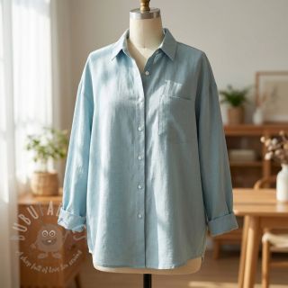 Bombažna tkanina z lanom PREMIUM ocean blue