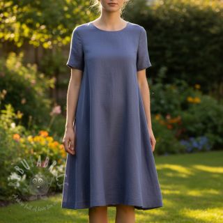 Bombažna tkanina z lanom PREMIUM steel blue