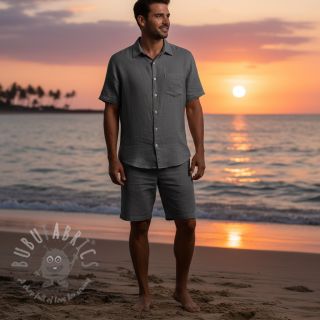 Bombažna tkanina z lanom PREMIUM dark grey