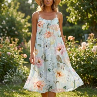 Bombažna tkanina SATIN Oahu green digital print