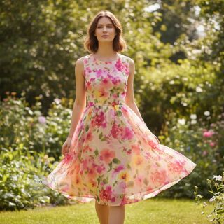 Bombažna tkanina SATIN Kauai pink digital print