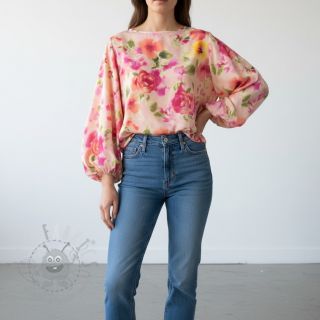 Bombažna tkanina SATIN Kauai pink digital print