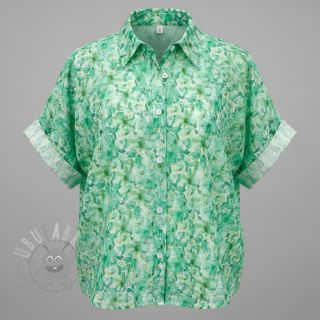 Bombažna tkanina EMBROIDERY Viola green digital print