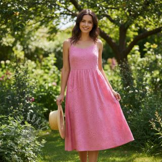 Bombažna tkanina VOILE EMBROIDERY Vintage fuchsia