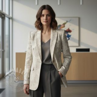 Bombažna tkanina z lanom JACQUARD Peony flowers