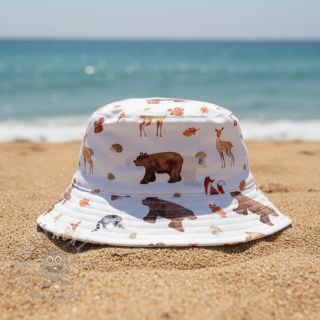 Bombažna tkanina Animals in the wood white digital print