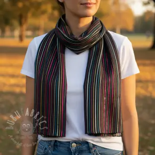 Bombažna tkanina LUREX stripes navy