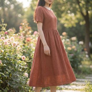 Bombažna tkanina z lanom kostanj