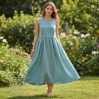 Bombažna tkanina z lanom old blue