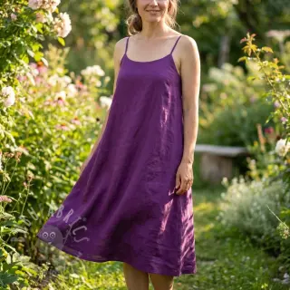 Bombažna tkanina z lanom purple