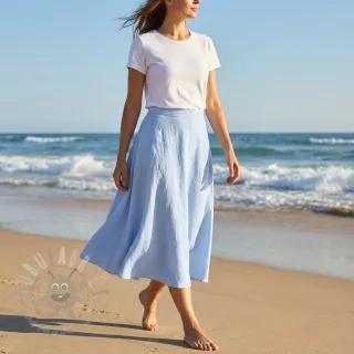 Bombažna tkanina z lanom light blue