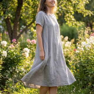 Bombažna tkanina z lanom grey