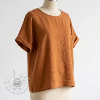 Bombažna tkanina z lanom cognac