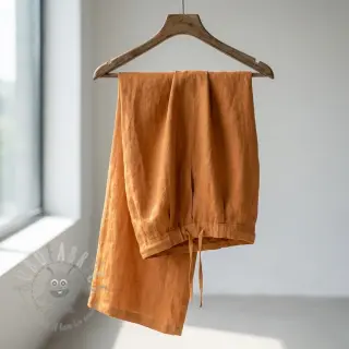 Bombažna tkanina z lanom cognac