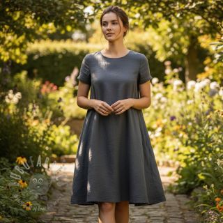 Bombažna tkanina z lanom dark grey