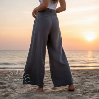 Bombažna tkanina z lanom dark grey