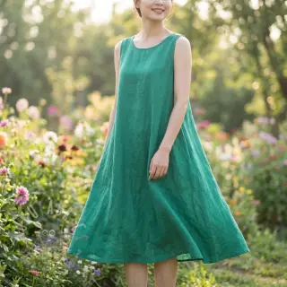 Bombažna tkanina z lanom apple green