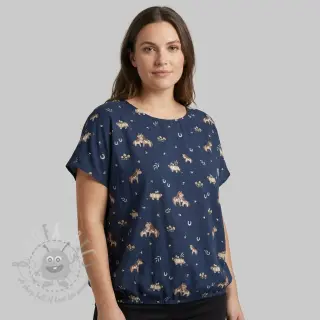 Bombažna tkanina Ponny navy digital print